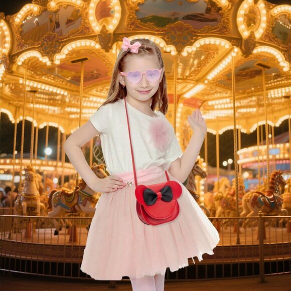 Little Mouse Ear Bow Crossbody Bag - Trendy Toddler Purse Set with Accessories - Picture 6 of 7